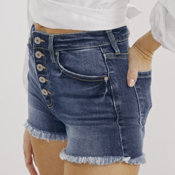 New KanCan High Rise Shorts Button - Picture 3 of 7
